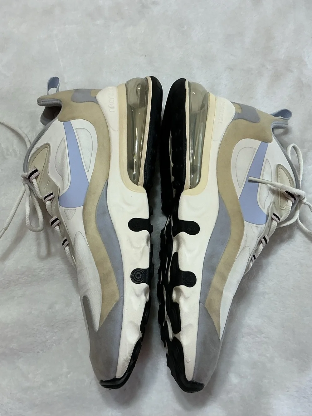 Nike Air Max 270 React White Fossil Women’s Sneakers (Style CT1287-100) Sz 10.5